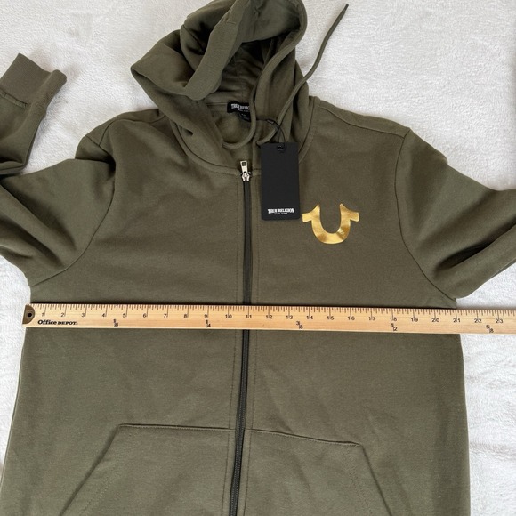 True Religion City Buddha Zip Up Hoodie Men's Medium Kalamata Green New $119 - Picture 5 of 8